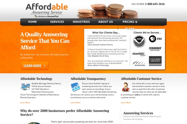 affordableansweringservice.com site used Theme1251