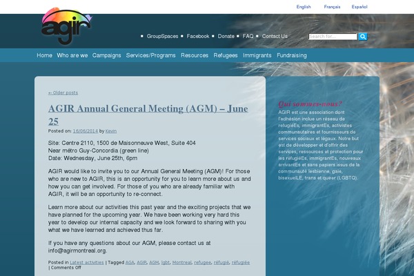 Agir theme site design template sample
