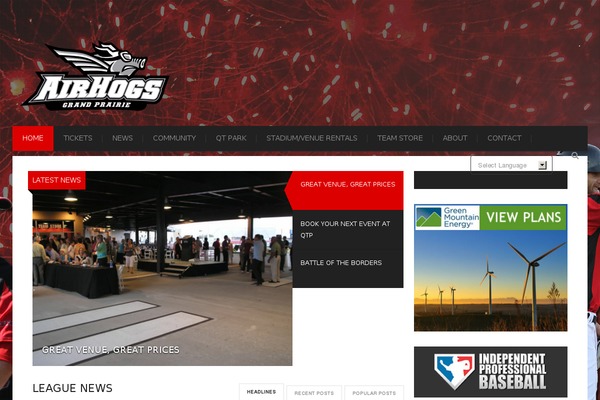 airhogsbaseball.com site used Clubnews-theme