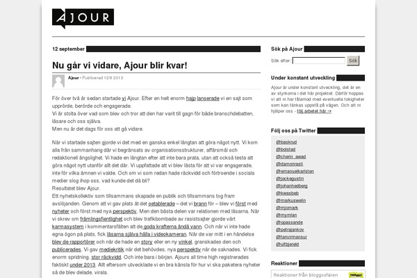 ajour.se site used Ajour