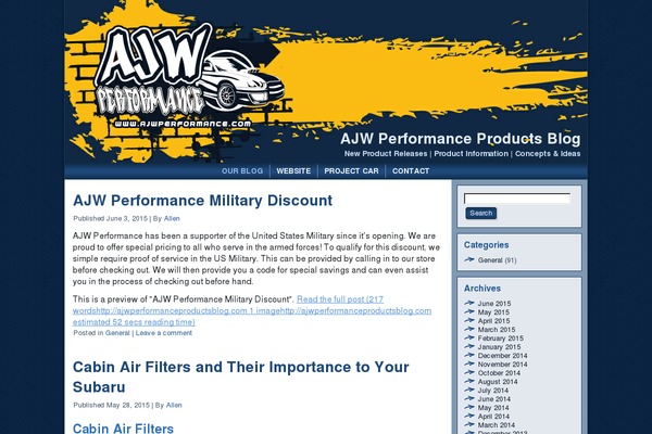 ajwperformanceproductsblog.com site used Ajw