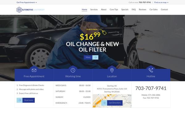 Auto Repair theme site design template sample