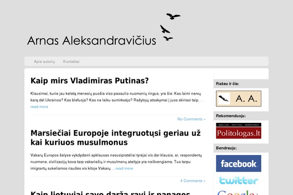 aleksandravicius.lt site used Custom Community