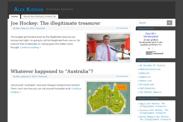 alexkidman.com site used Mantra