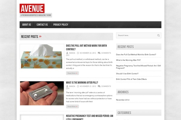 avenue theme site design template sample