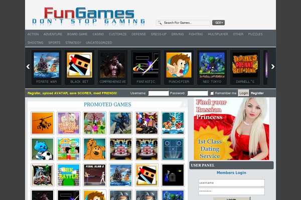 FunGames theme site design template sample