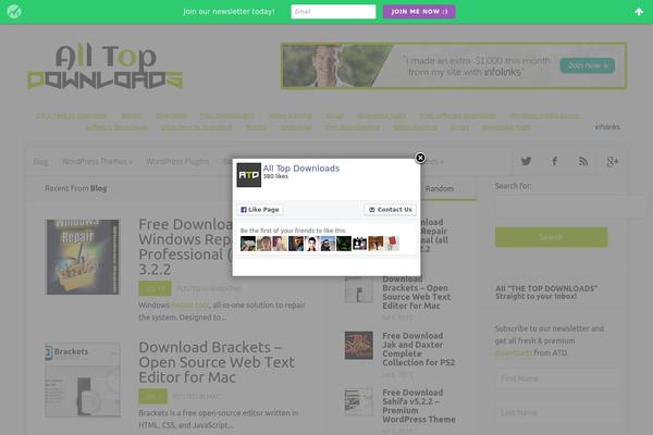 Site using Social PopUP - Facebook, Twitter & Google+ plugin