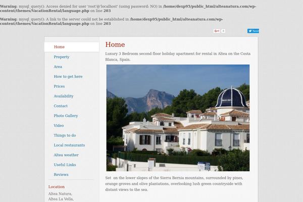 Vacationrental theme site design template sample