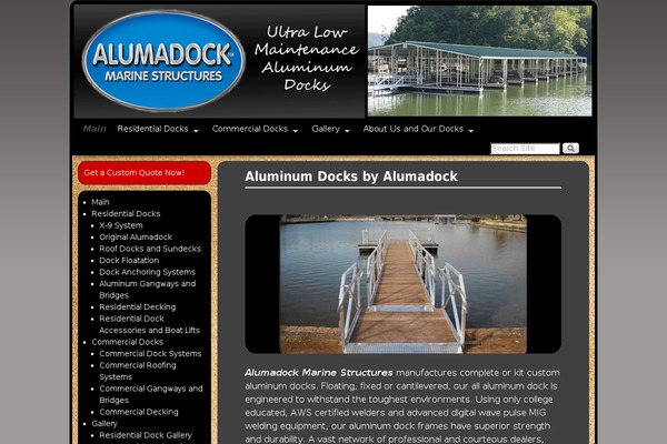 alumadock.com site used Aspen