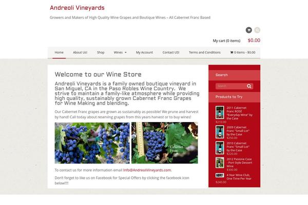andreolivineyards.com site used Bottls