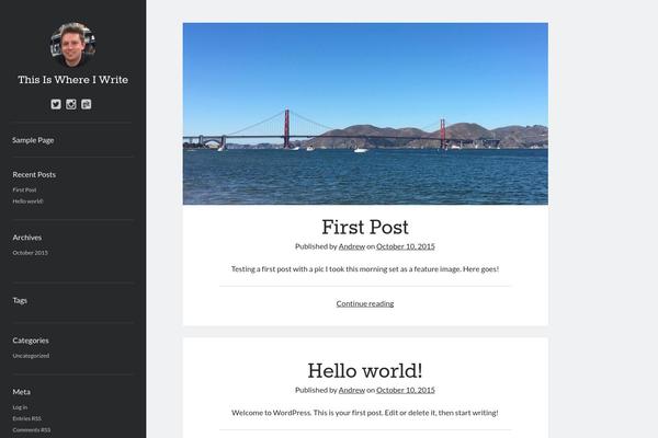 Author theme site design template sample