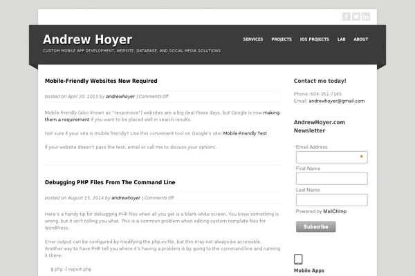 andrewhoyer.com site used Andrewhoyer