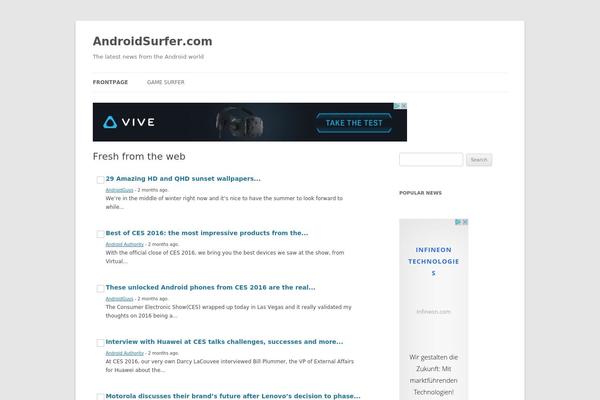 androidsurfer.com site used Wp News Aggregator