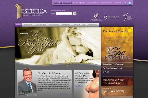 Estetica theme site design template sample
