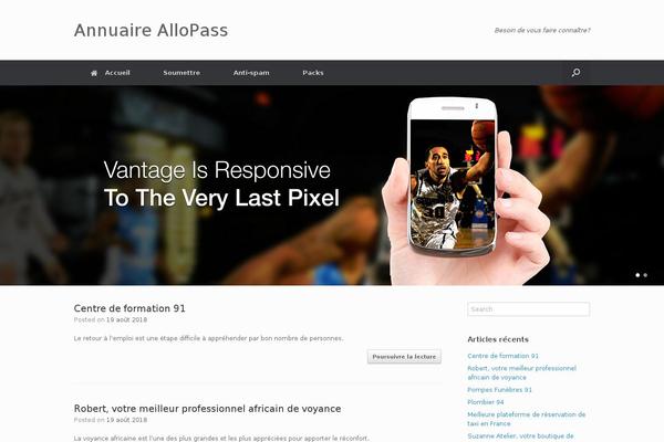 Vantage theme site design template sample