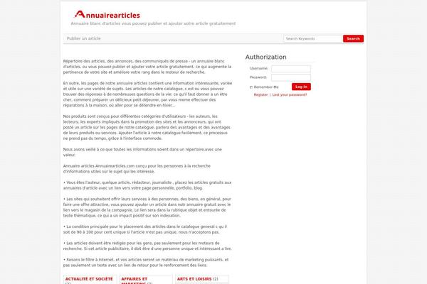 Article Directory theme site design template sample