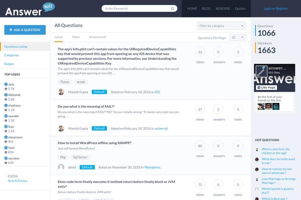 answerbuzz.com site used QAEngine