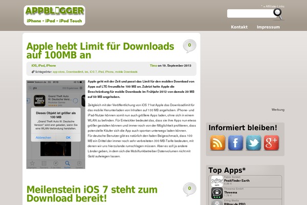 Site using AppStore Links plugin