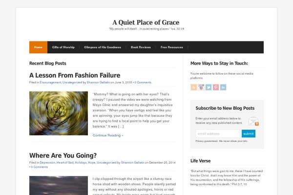 aquietplaceofgrace.org site used Wp Radiance 1.0.3