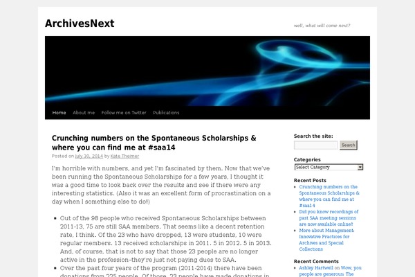 archivesnext.com site used Twenty Ten