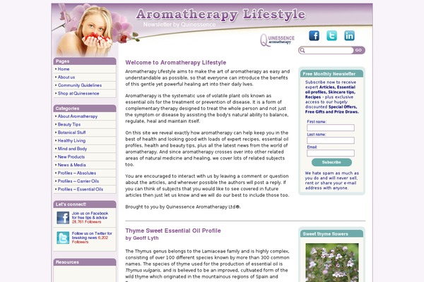 aromatherapylifestyle.com site used Aromatherapy