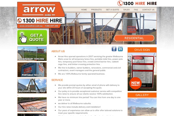arrowhire.com.au site used Arrow