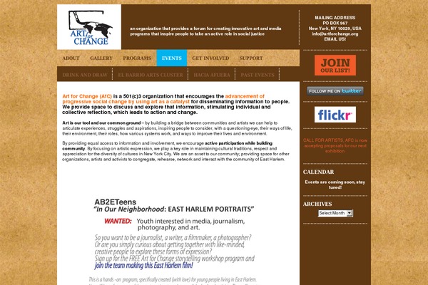 artforchange.org site used Afc