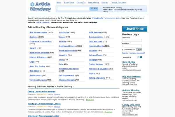 Site using Article Directory plugin