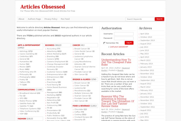 Article Directory theme site design template sample