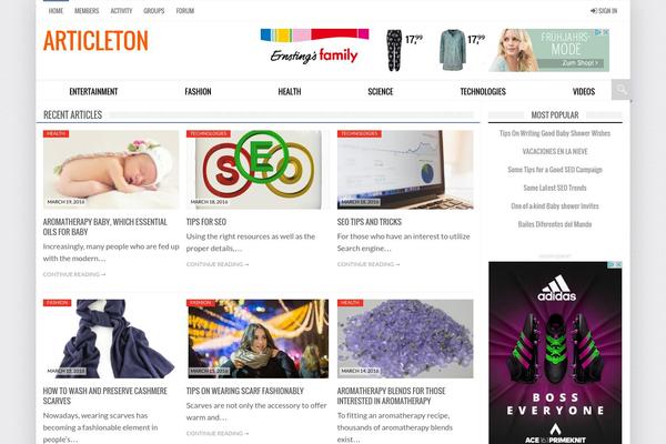 Blog theme site design template sample