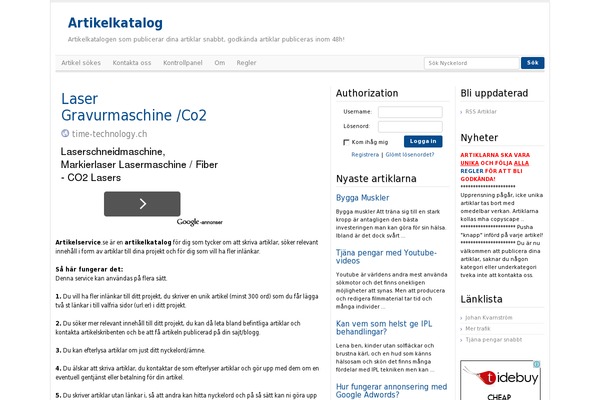 Article Directory theme site design template sample