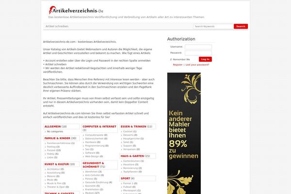 Article Directory theme site design template sample