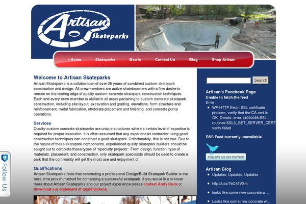 Artisan theme site design template sample