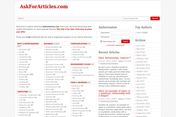 Article Directory theme site design template sample