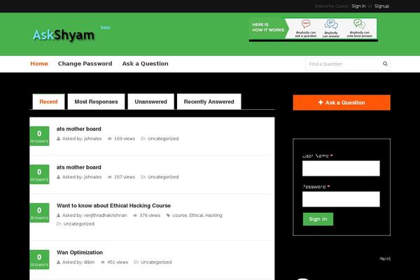 askshyam.com site used Answers