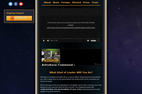 astrobasecommand.com site used Blue-glow