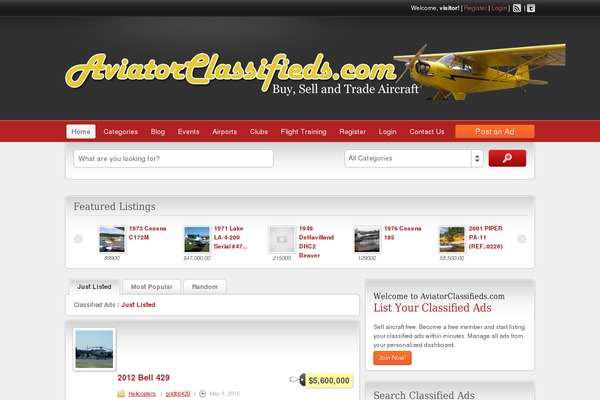 aviatorclassifieds.com site used Classipress-3.3.3