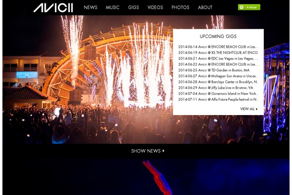 avicii.com site used Aviciiboard