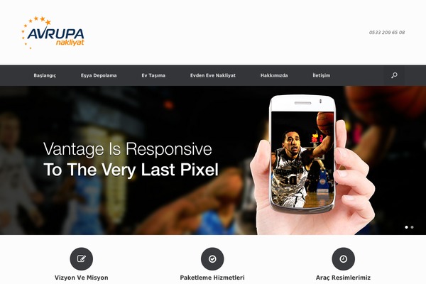 Vantage theme site design template sample