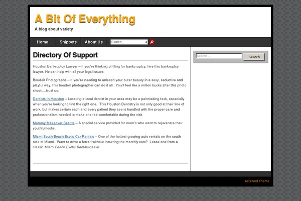 Asteroid theme site design template sample