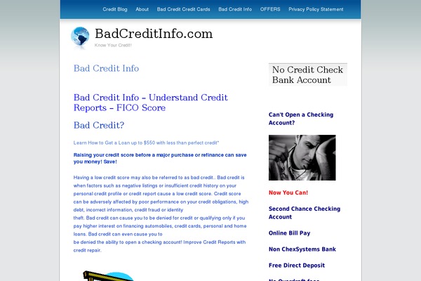 badcreditinfo.com site used A Dream To Host