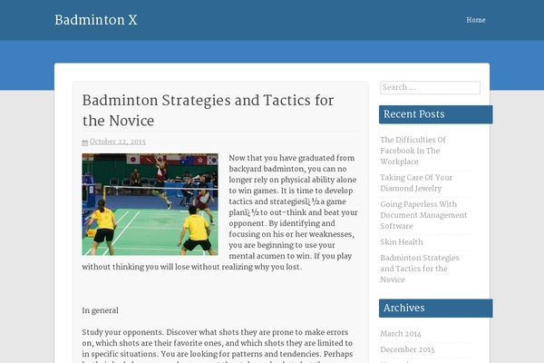 badmintonx.org site used Crimson Lite