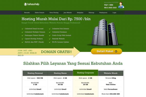 Webhosting theme site design template sample