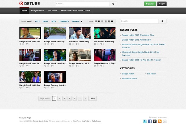 deTube theme site design template sample