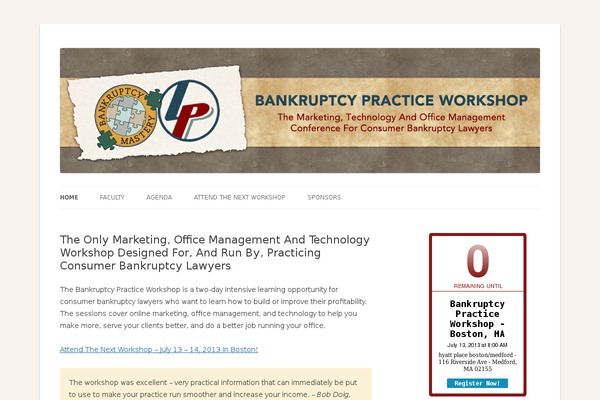 bankruptcypracticeworkshop.com site used Twenty Twelve