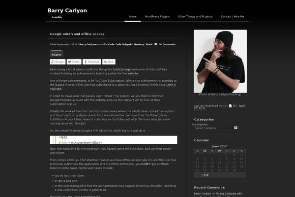 barrycarlyon.co.uk site used SimpleDark