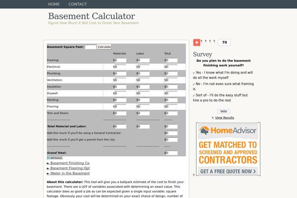 basementcalculator.com site used Simple Blog Design