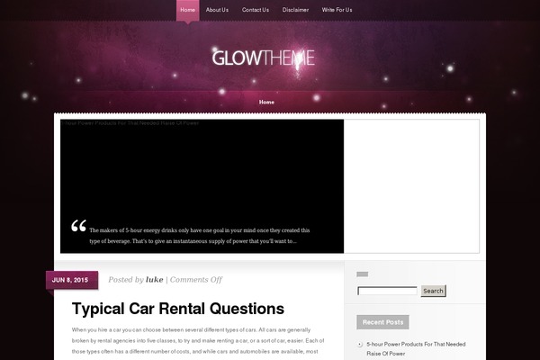 Glow theme site design template sample