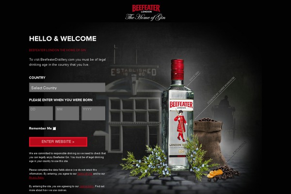 beefeaterdistillery.com site used Distillery