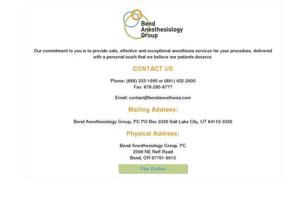 bendanesthesia.com site used Bag